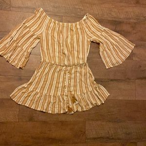 Blue island orange and white striped dress